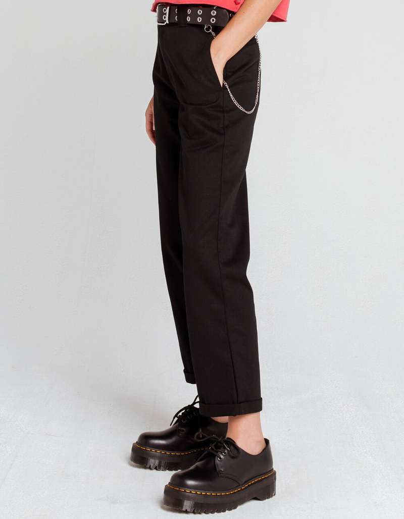 DICKIES Belted Worker Womens Black Crop Roll Hem Pants image number 2