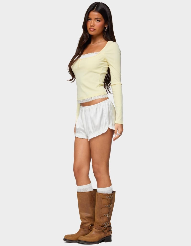 EDIKTED Joana Layered Lacey Henley Top image number 3