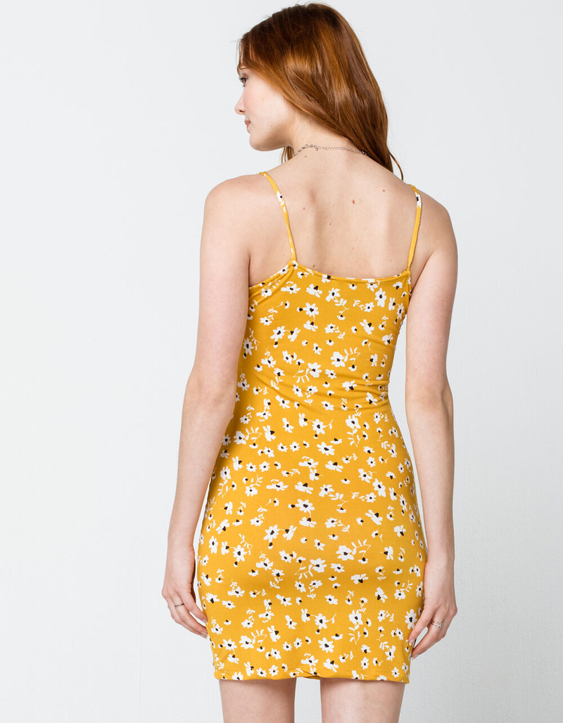 POLLY & ESTHER Ditsy Knit Mustard Slip Dress image number 2