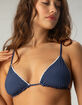 FULL TILT Plaid Textured Reversible Triangle Bikini Top image number 4