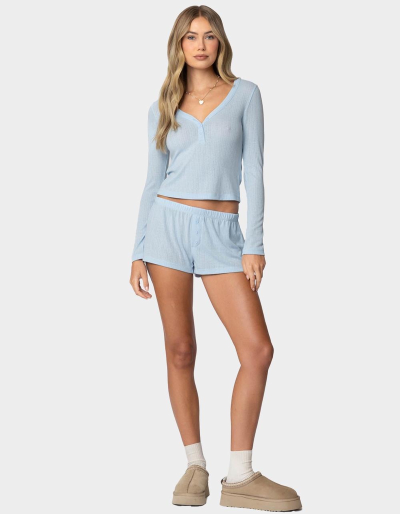 EDIKTED Keely Pointelle Henley Top image number 1