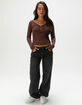 FULL TILT Womens Rib Long Sleeve Henley Top image number 2