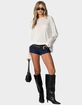 EDIKTED Oversized Semi Sheer Long Sleeve Tee image number 2