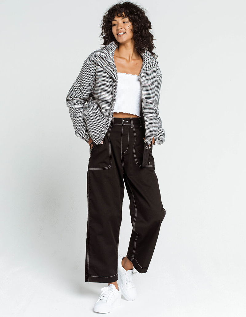 ASHLEY Houndstooth Womens Puffer Jacket - BLACK/WHITE - S | Tillys