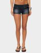 EDIKTED Kelce Belt Stretchy Denim Micro Shorts image number 1