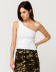 3 GIRLS CLOTHING One Shoulder White Womens Tank Top image number 1