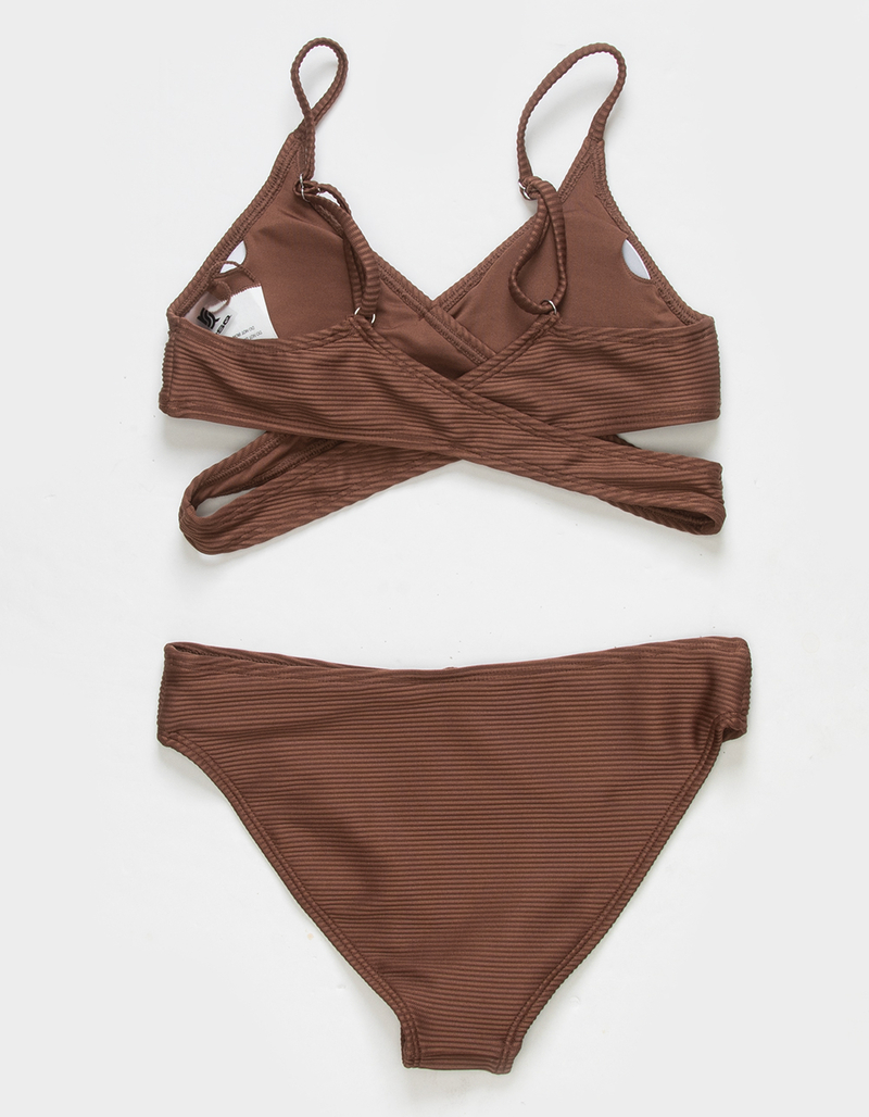 RSQ Textured Wrap Bralette Girls Bikini Set image number 2