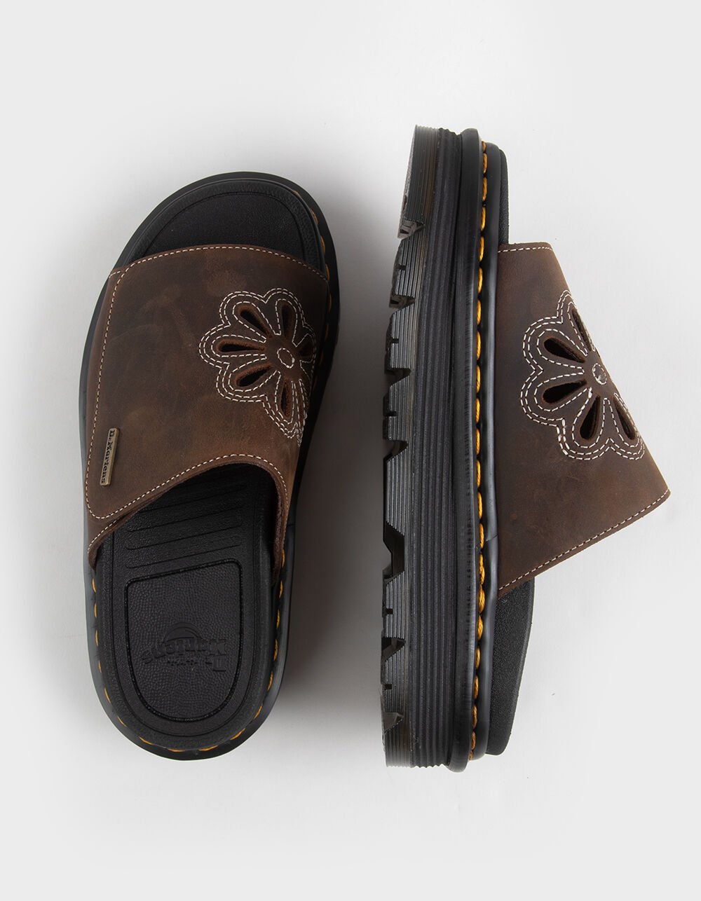 DR. MARTENS Zebzag Flower Womens Slides - DARK BROWN - 8 | Tillys