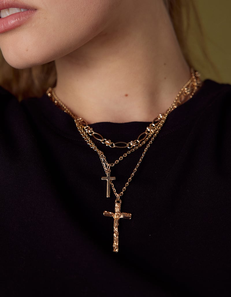 FULL TILT Layered Cross Necklace image number 2