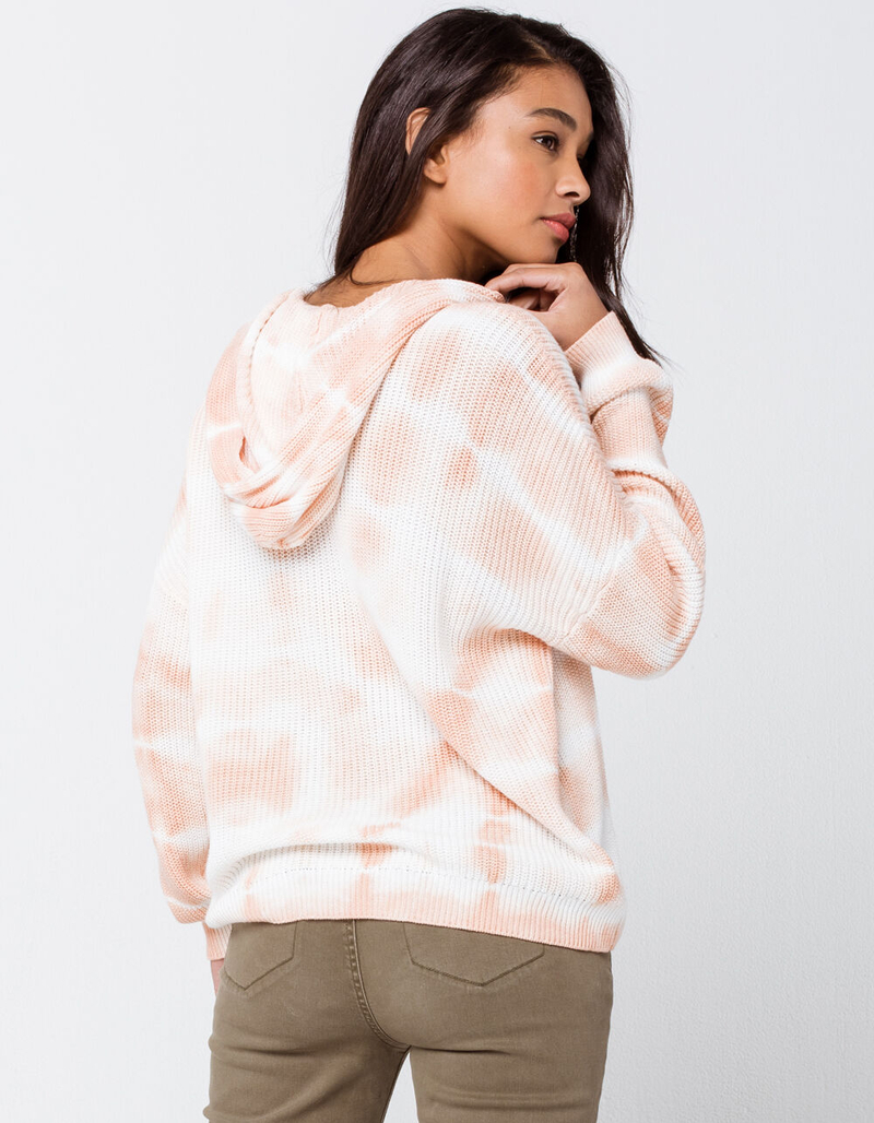 FULL TILT Tie Dye Peach Womens Hooded Sweater image number 2