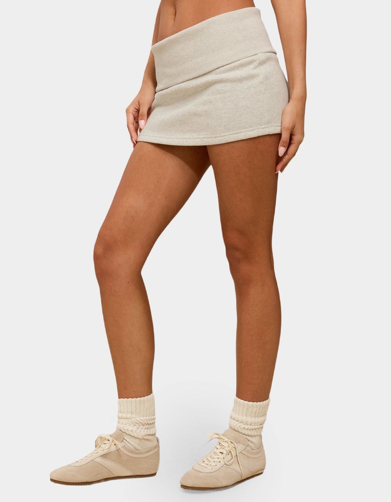 EDIKTED Nayel Fleece Foldover Mini Skirt image number 1