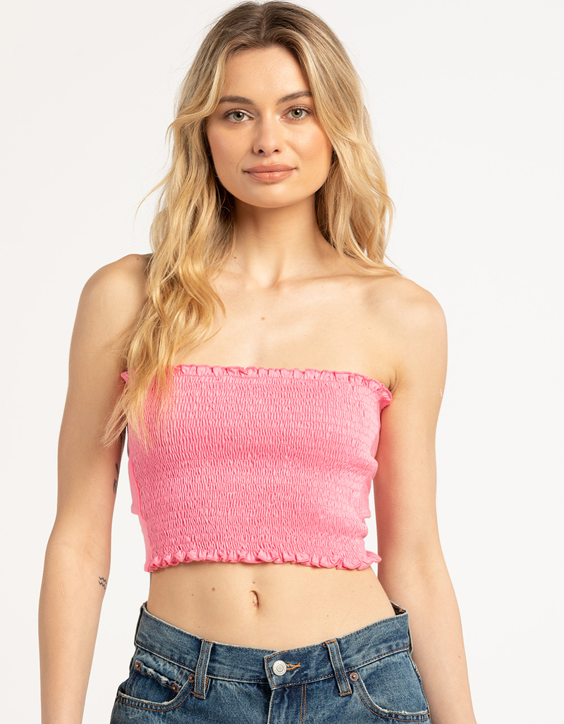 FULL TILT Smocked Tie Back Womens Tube Top image number 0
