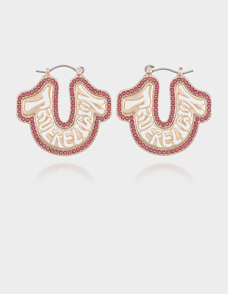 TRUE RELIGION Logo Horseshoe Hoop Earrings image number 0