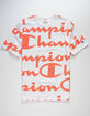 CHAMPION Allover Champion Script Coral & White Mens T-Shirt image number 1
