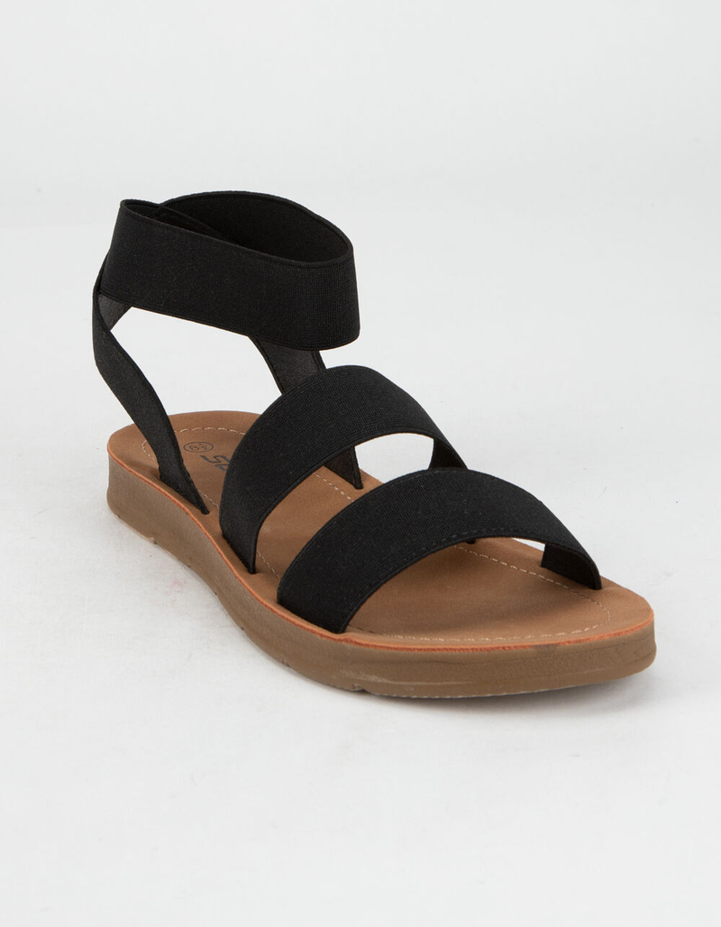 SODA Elastic Banded Ankle Strap Womens Black Sandals image number 0