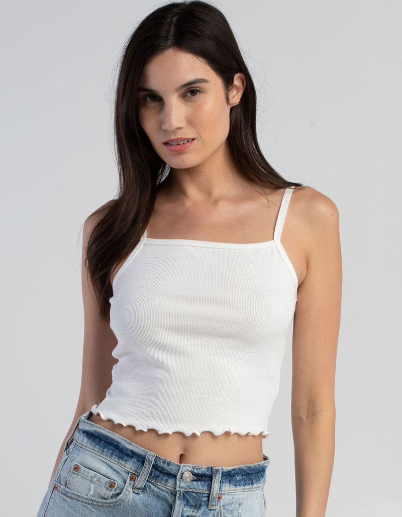 HEART & HIPS Square Neck Womens Ribbed Lettuce Cami  image number 0