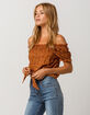 MIMI CHICA Ditsy Floral Womens Off The Shoulder Top image number 2
