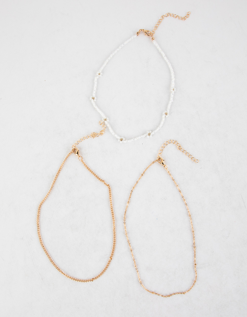 FULL TILT 3 Pack Flower Beaded Choker Necklace Set image number 1