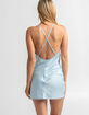 SKY AND SPARROW Satin Cross Back Cowl Neck Slip Dress image number 3