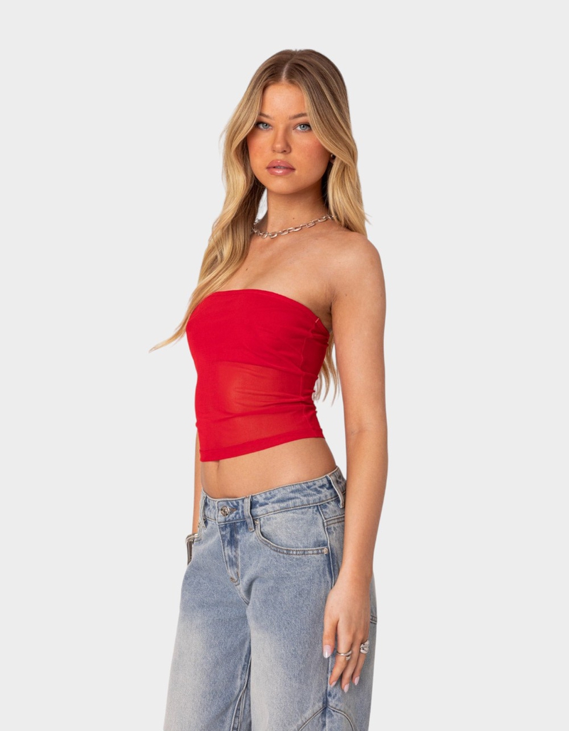 EDIKTED Celestia Sheer Mesh Tube Top image number 2