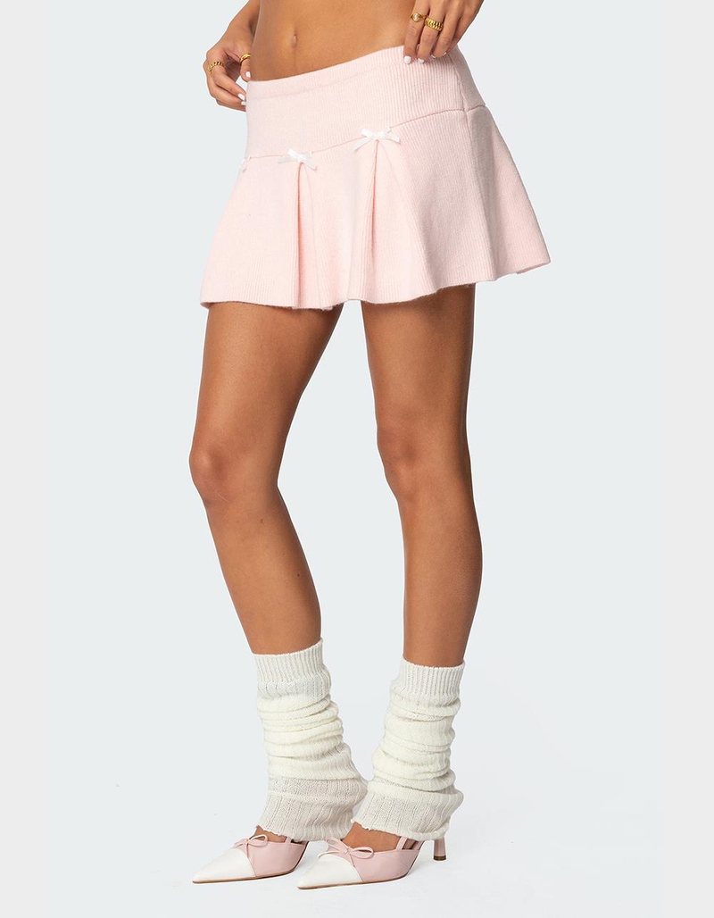 EDIKTED Easter Pleated Knit Mini Skirt image number 3