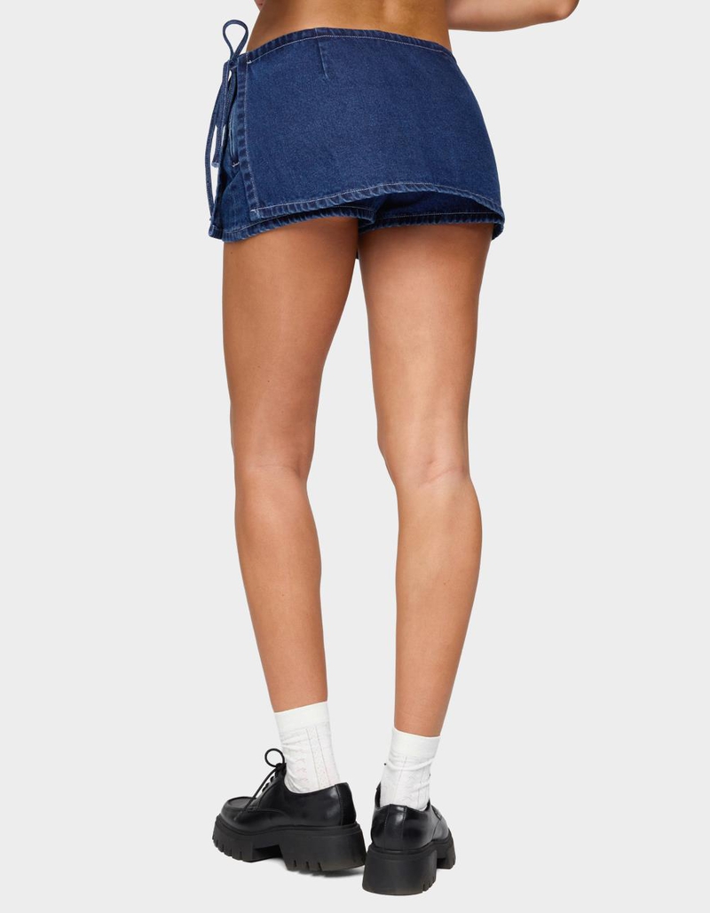 EDIKTED Giselle Wrap Denim Mini Skort image number 2