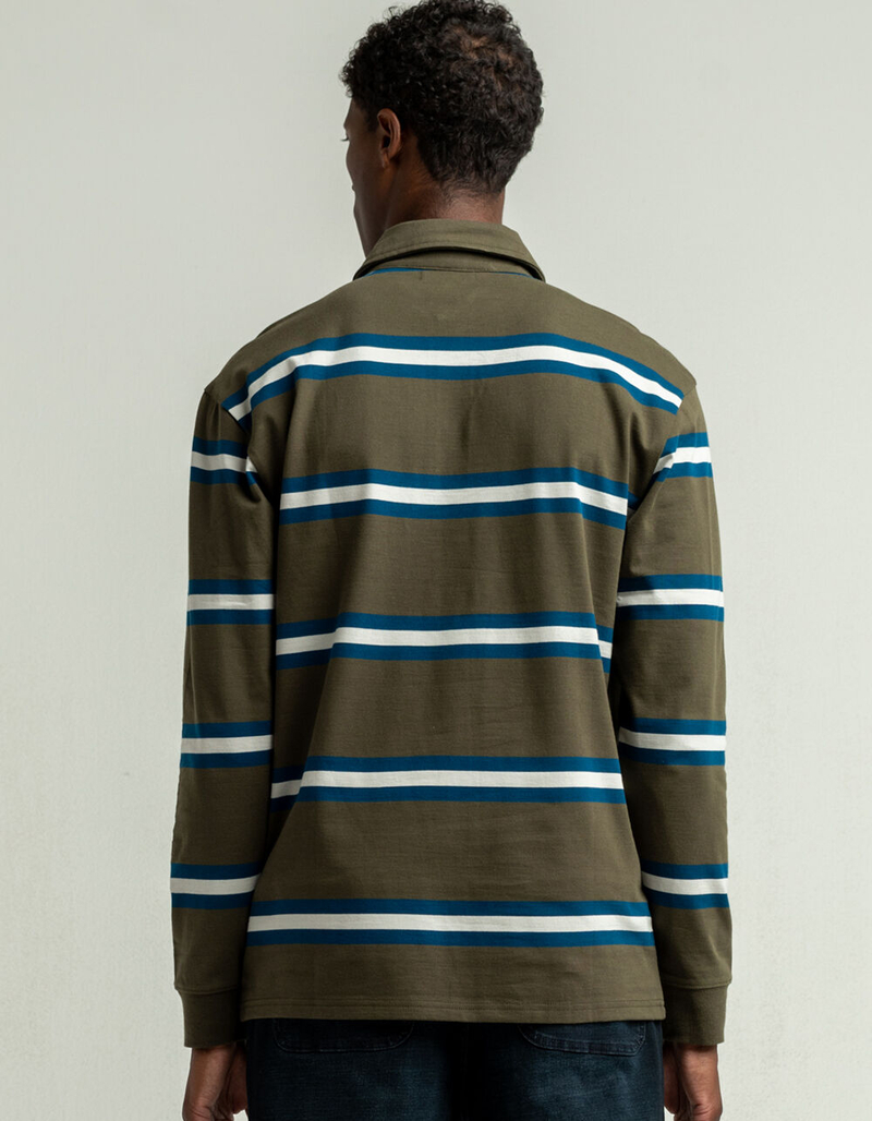 RSQ Olive Striped Mens Rugby Shirt image number 3