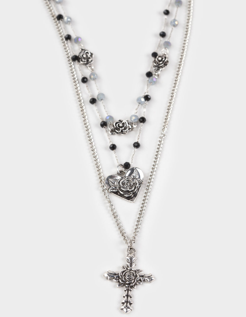 FULL TILT Layered Cross/Rose Necklace image number 1
