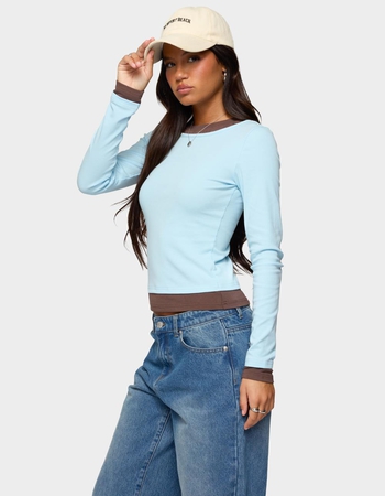 EDIKTED Contrast Layered Look Long Sleeve Tee Alternative Image