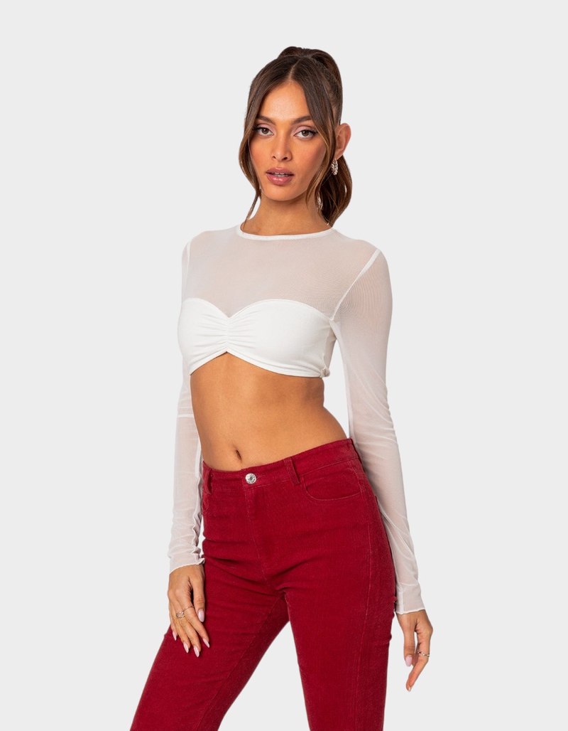 EDIKTED Night Out Sheer Crop Top image number 2