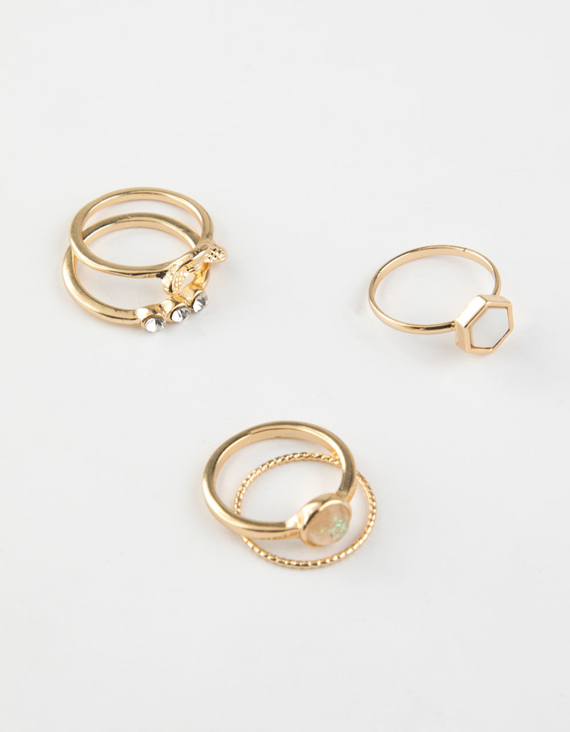 FULL TILT 5 Piece Hexagon & Stone Rings image number 0