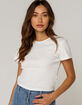 HEART & HIPS Pointelle Womens White Baby Tee image number 1