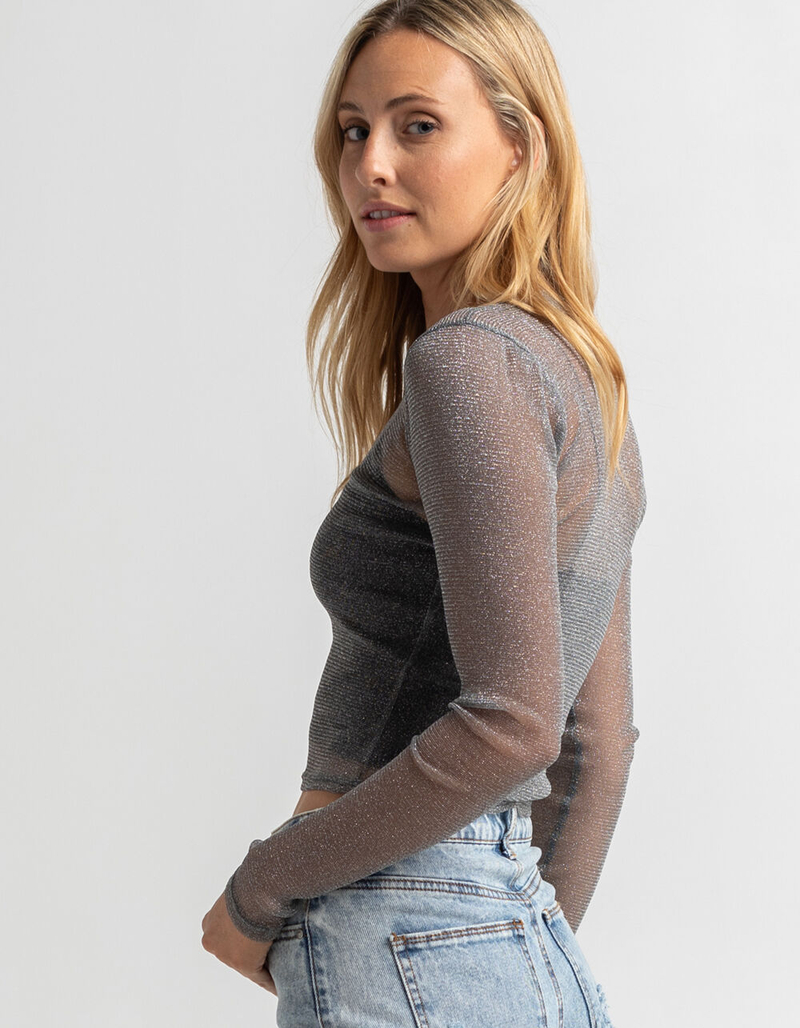 RSQ Lurex Womens Mesh Tee image number 1