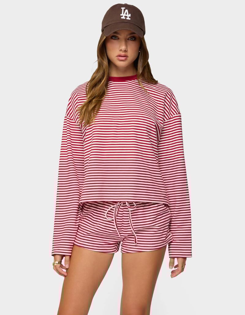 EDIKTED Jainee Striped Long Sleeve Tee image number 0