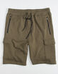 BROOKLYN CLOTH Fleece Cargo Mens Olive Sweat Shorts image number 1