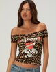 ED HARDY LKS Cherries Womens Off The Shoulder Top image number 4