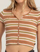 FIVESTAR GENERAL CO. Stripe Button Knit Womens Top image number 3