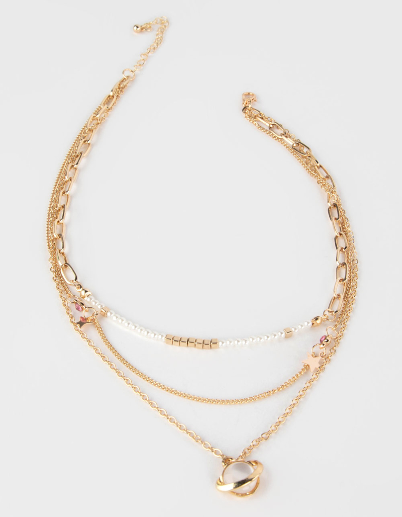 FULL TILT Layered Pearl And Star Necklace image number 1