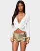 EDIKTED Twisted V-Neck Long Sleeve Top image number 1