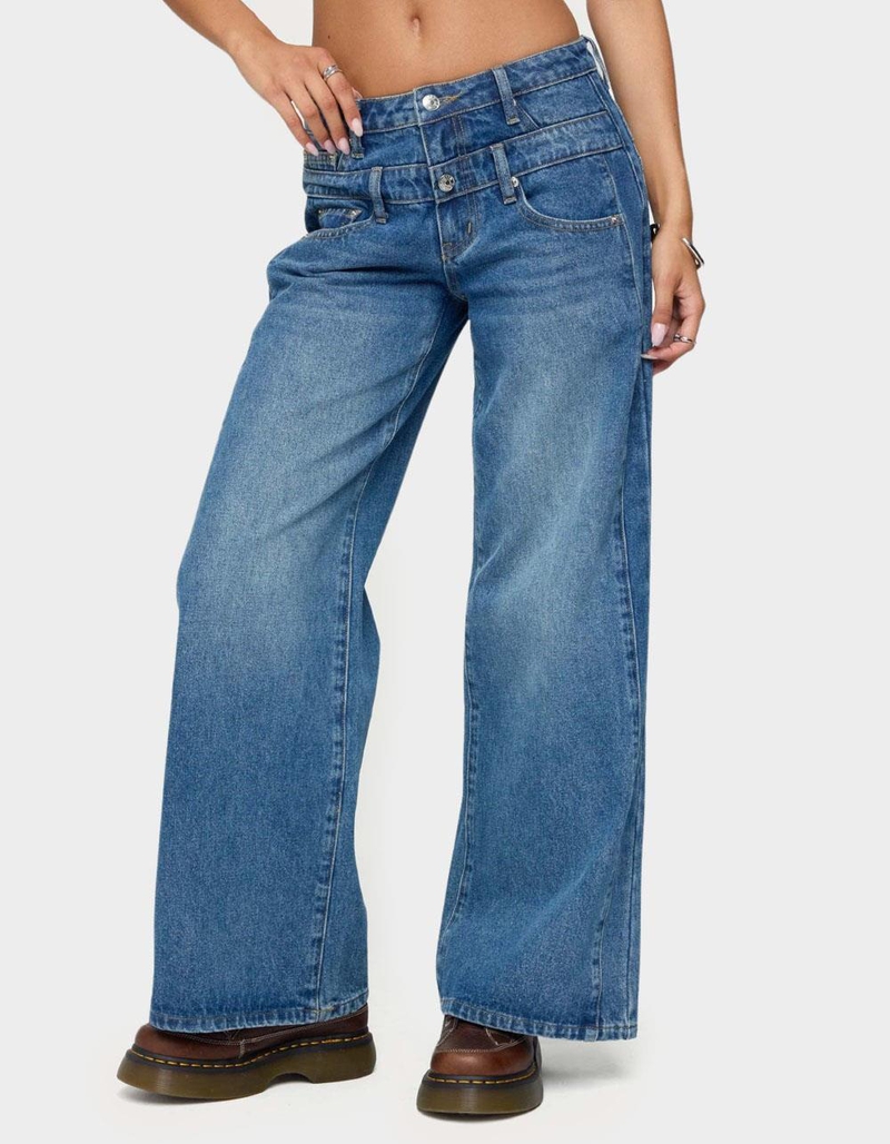 EDIKTED Abel Layered Look Low Rise Jeans image number 4
