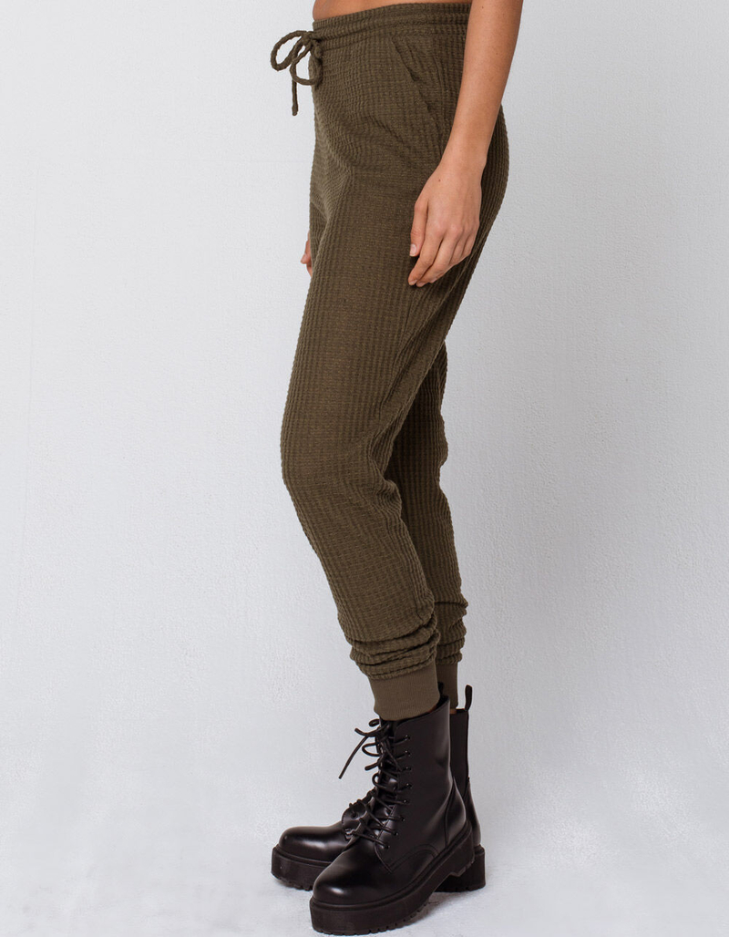 FULL TILT Thermal Olive Womens Jogger Sweatpants image number 2