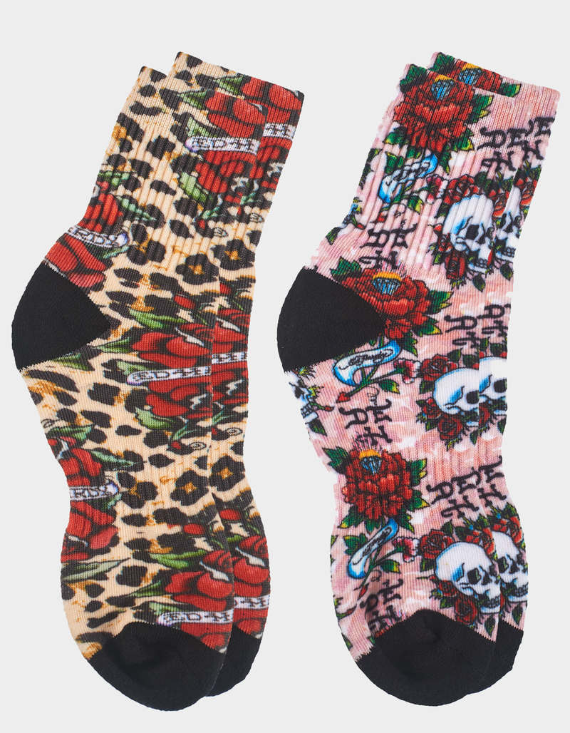 ED HARDY 360 Digital 2 Pack Womens Mid Crew Socks image number 4