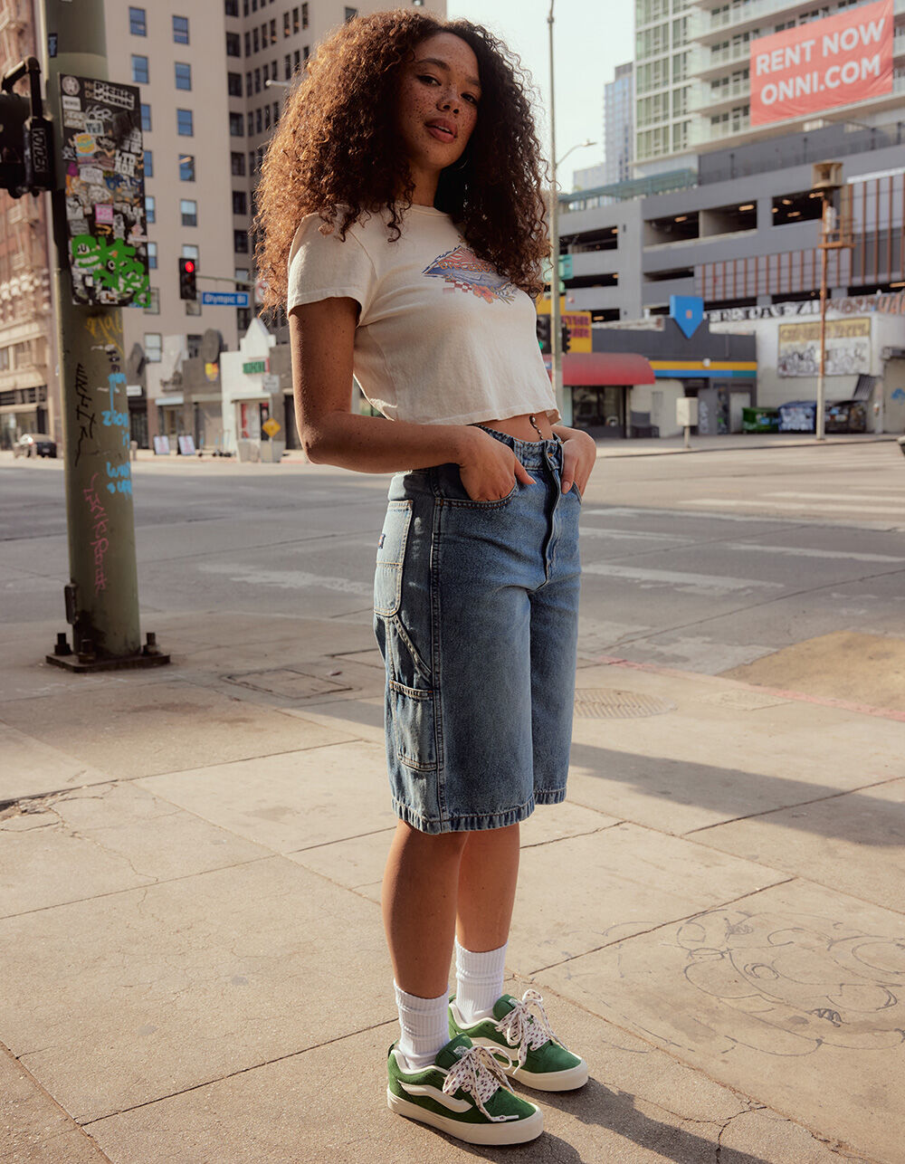 DICKIES Womens Carpenter Jorts - RINSE | Tillys