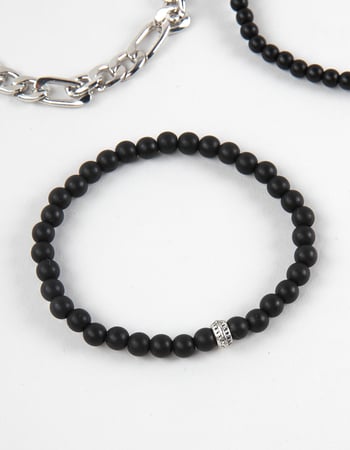 RSQ Mens Metal Figaro Chain/Matte Beaded Bracelets Alternative Image
