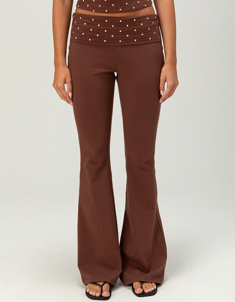 FULL TILT Polka Dot Womens Fold Over Flare Pants image number 1