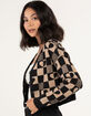 RSQ Womens Checkered Crop Cardigan image number 2
