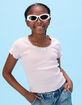 RSQ Girls Pointelle Lace Trim Top image number 1