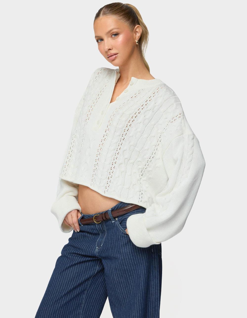 EDIKTED Marianna Button Cable Knit Sweater image number 1