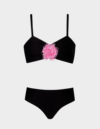 PQ SWIM Black Pier Rosette Girls Bikini Set Primary Image
