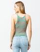 GOOD LUCK GEM Stripe Crop Turquoise Womens Tank Top image number 3